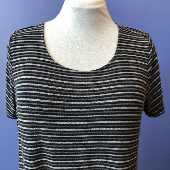Denver Hayes Stretchy Gray Black Stripe Casual Dress Knee Length XL - Picture 4 of 7